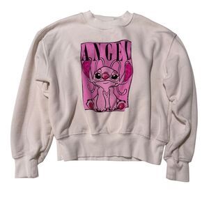 Zara Girls Size 13-14 White Angel Disney Lilo Stitch Graphic Crewneck Sweatshirt